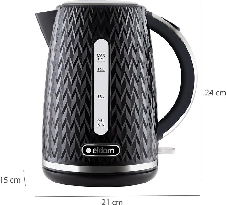 Produktbild Eldom kettle NELO, capacity 1.7 l, power 2000 W, black (1.70 l)