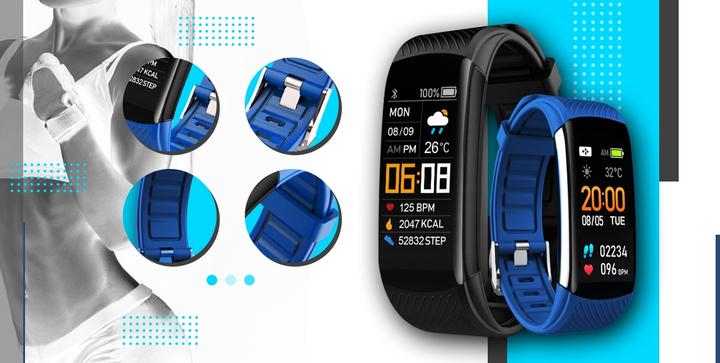Actual product image Giewont Smart bracelet GW200-7, Black, additional blue bracelet
