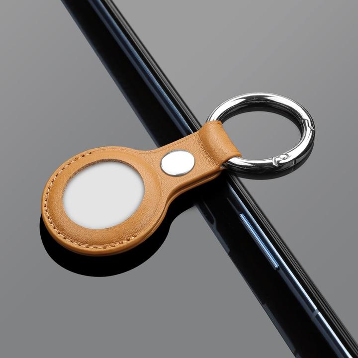 Produktbild König Design Schlüsselanhänger für Apple AirTag Hülle Case Koffer Anhänger Echtleder Braun