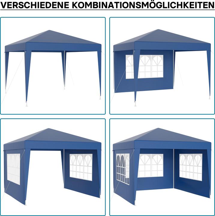 Actual product image Wiltec Pavillon 3x3m in Blau mit UV-Schutz 50+ Gartenpavillon Partyzelt Camping (300 cm, 300 cm)