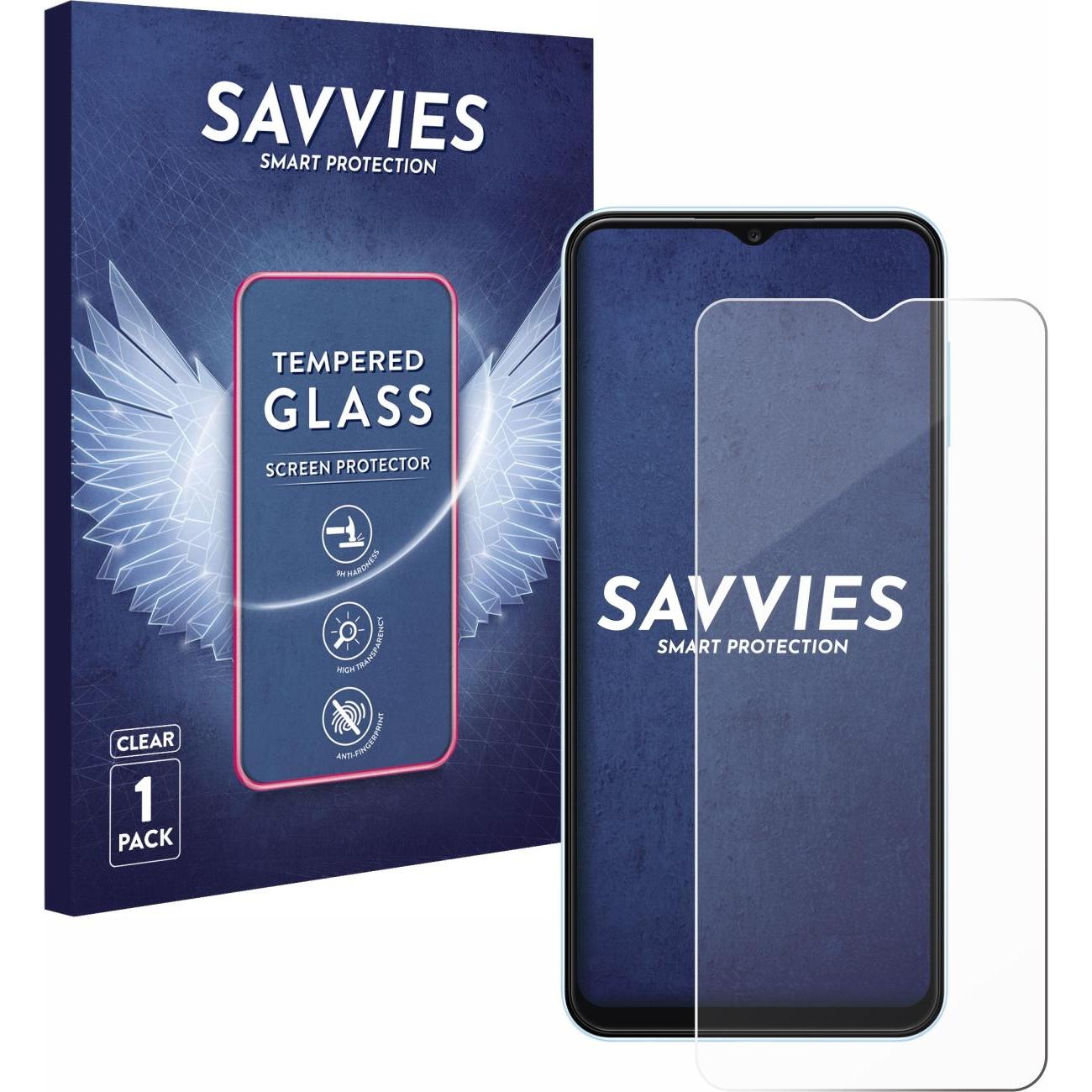 Savvies Panzerglas Hartglas Displayschutz (1 Stück, Samsung Galaxy A13), Smartphone Schutzfolie, Transparent
