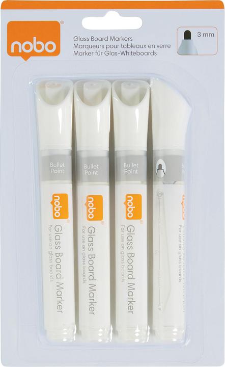 Image du produit Nobo Marqueur pour panneau de verre (Blanc, 3 mm, 4 x)