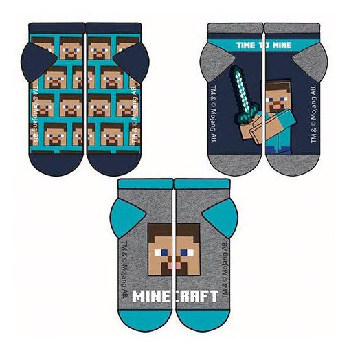 Procos, Unisex, Socken, Minecraft Kindergeheimnissocken 35/38, Mehrfarbig, (3er Pack, 35 - 38)