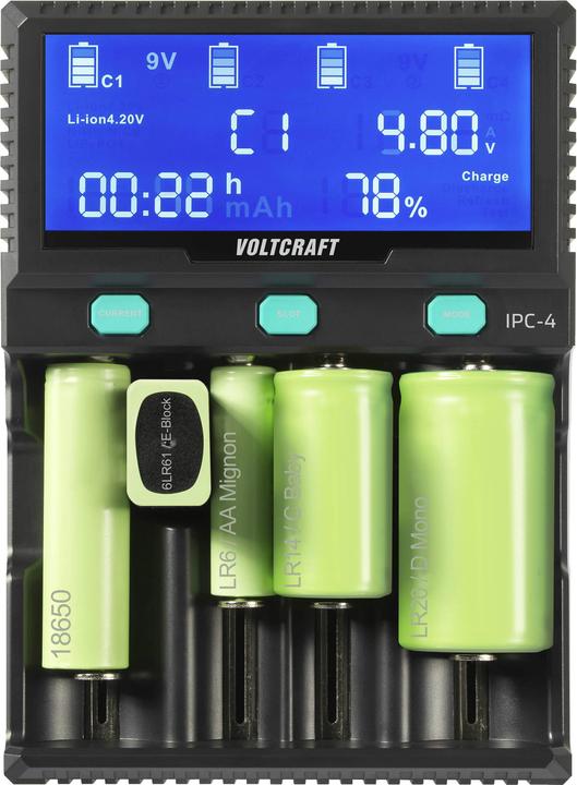 Produktbild Voltcraft IPC-4 Rundzellen-Ladegerät (1 Stk., A, AAA, Sub-C, AA, Ladegerät ohne Akku)