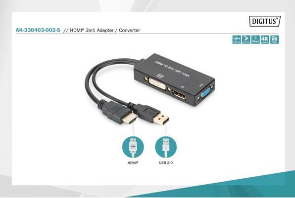Produktbild Digitus HDMI 3in1 converter cable,0,2m (0.20 m)