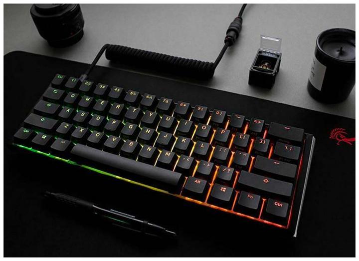 Actual product image Ducky One 3 Classic Black/White Mini Gaming Keyboard, RGB LED - MX-Red (US) (US, Cable)