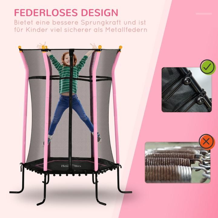 Produktbild Homcom Kindertrampolin Stahl, Kunststoff Rosa (163.50 cm)