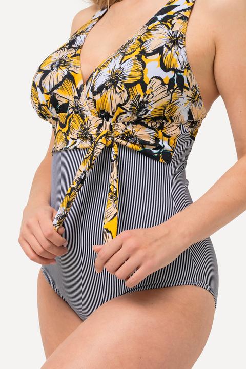 Actual product image Ulla Popken Mixed Pattern Sliding Knot One Piece Swimsuit (62)