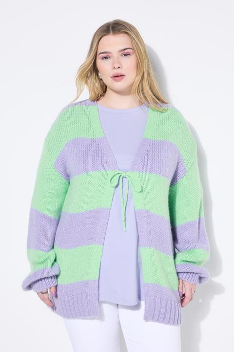 Image du produit Studio Untold Cardigan oversize, larges rayures et cordon à nouer (42, 44)