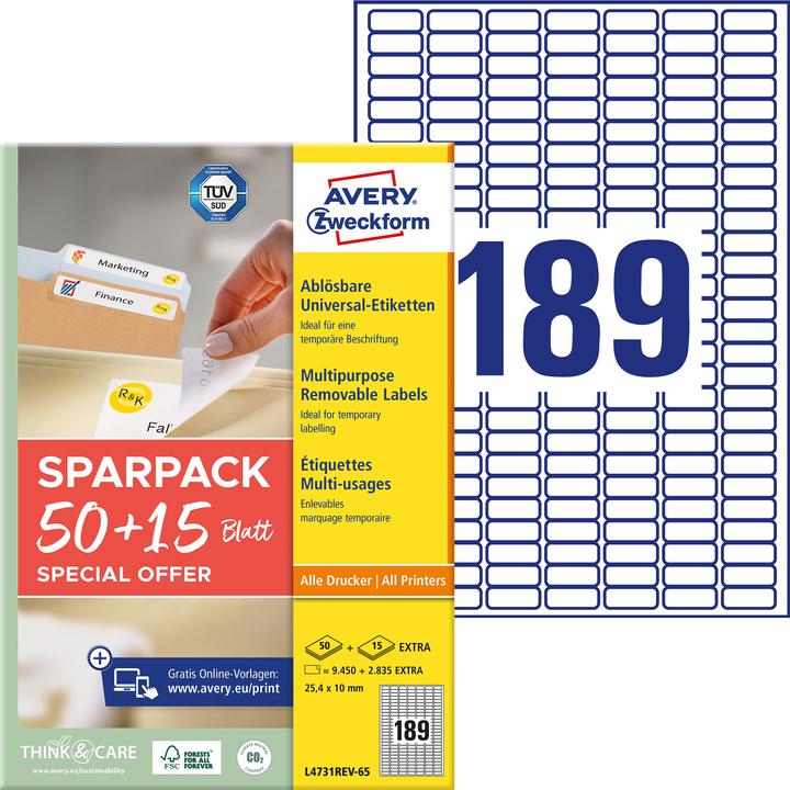 Actual product image Avery Universal labels