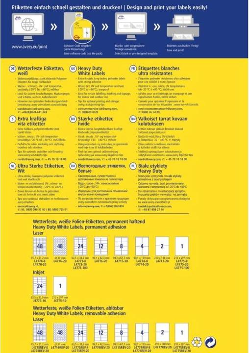 Actual product image Avery Weatherproof labels