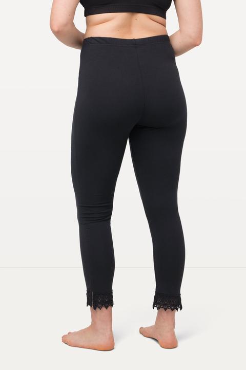 Immagine prodotto Ulla Popken Leggings a 7/8 in cotone biologico con orli di pizzo (50, 52)