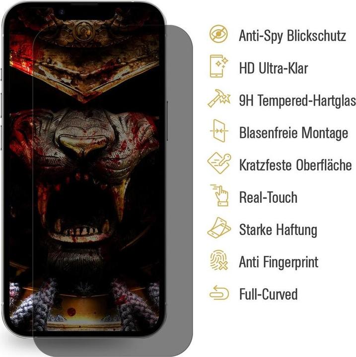 Actual product image Protectorking 1x real tempered 9H armoured glass privacy shield (1 pcs., Apple iPhone 14 Pro)