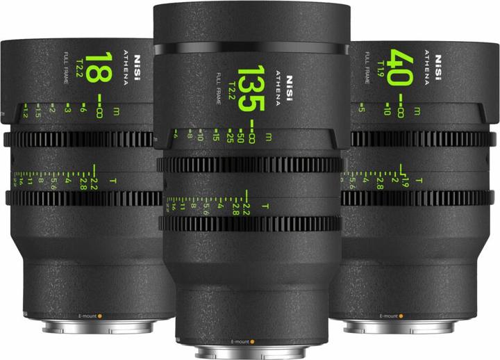 Nisi ATHENA PRIME Full Frame Cinema Lens Kit – 18mm T2.2, 40mm T1.9, 135mm T2.2 + Hard Case (E, No Drop) (Vollformat)