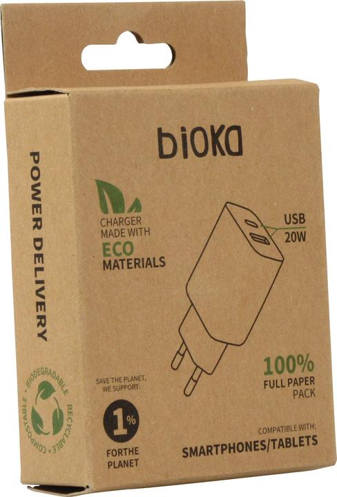 Immagine prodotto Bioka Doppio adattatore 20W Biodegradabile Eco-friendly USB-C Power Delivery (20 W)