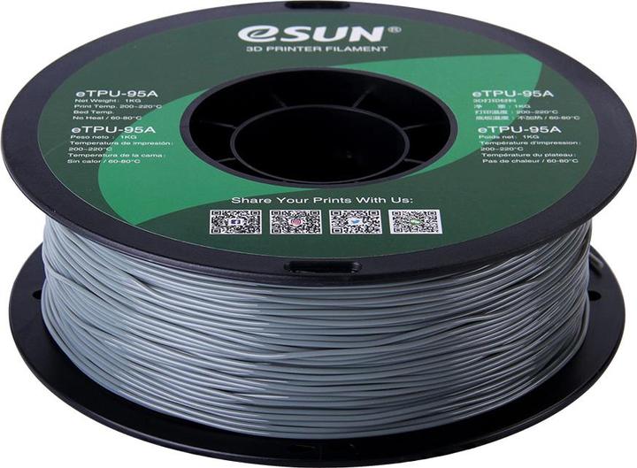 Produktbild eSUN eTPU-95A 1,75mm Grey 1kg 3D Filament (TPU, 1.75 mm, 1000 g, Grau)