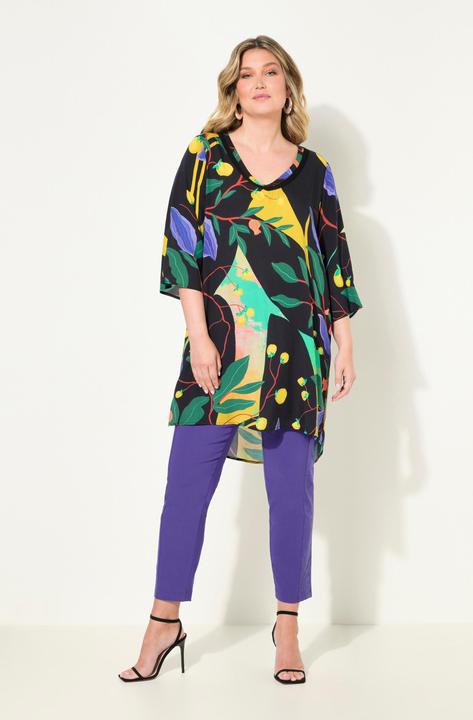 Actual product image Miamoda A-line tunic with leaf print and loose 3/4 sleeves (46)