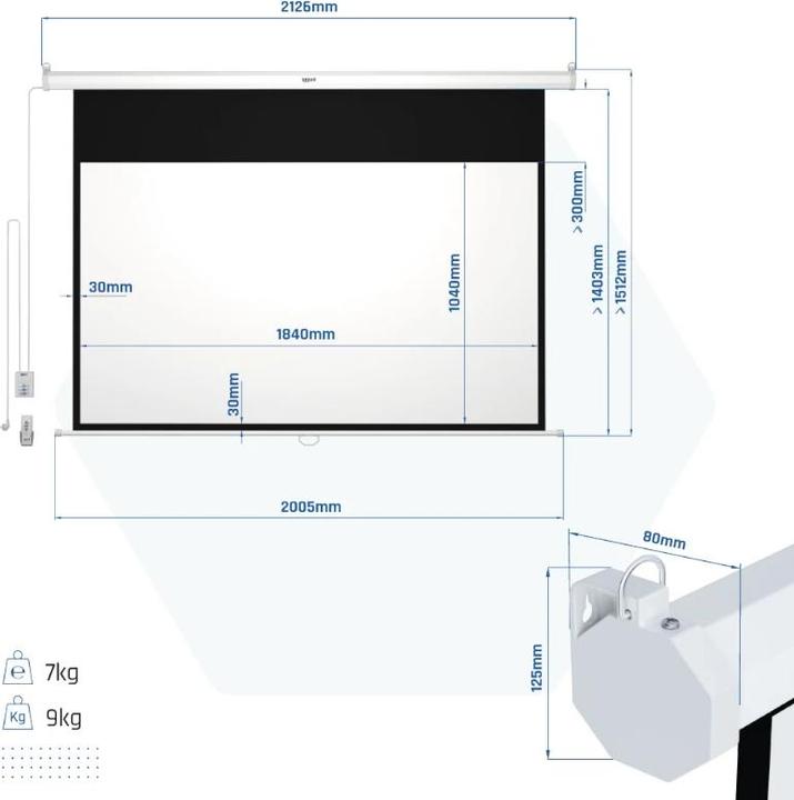 Produktbild Iggual Elektrische Panorama-Leinwand PSIPS184 80" (184 x 104 cm) 84" (80", 16:9)