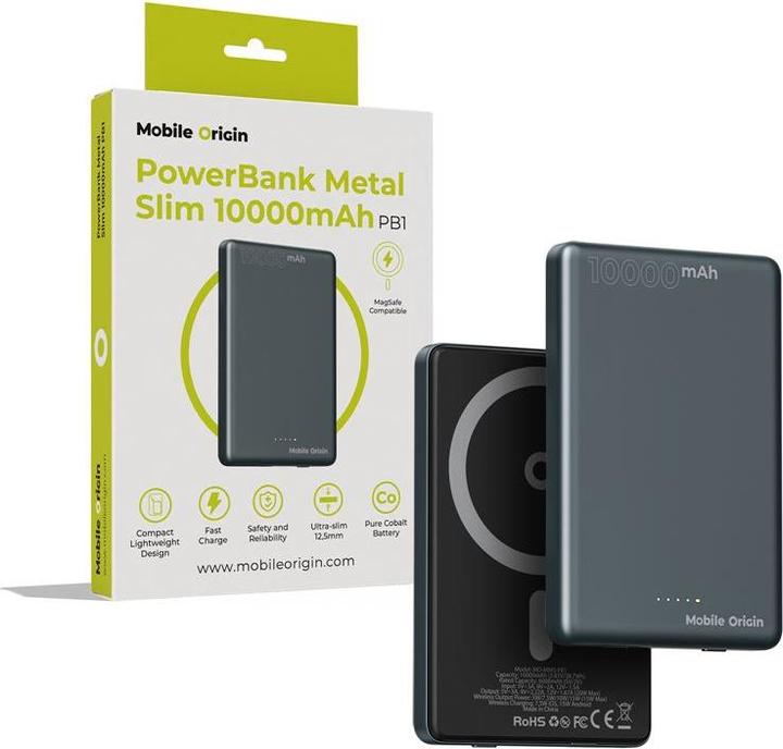 Image du produit Mobile Origin Powerbank Metal Slim 10000mAh PB1 Powerbank - Gr - 10000 mAh (10000 mAh)