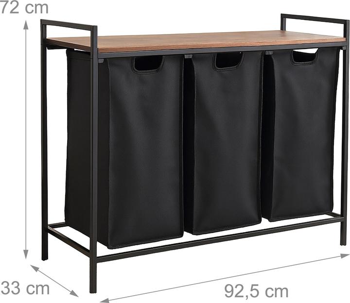 Produktbild Relaxdays Wäschesammler 3 Fächer mit Ablage (120 l)