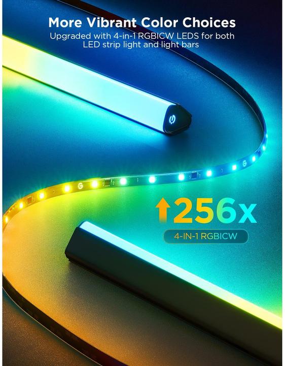 Actual product image Govee Lightbar Backlight Kit 3 (Multicoloured, RGBIC, Warm white, 4100 cm, Indoor)