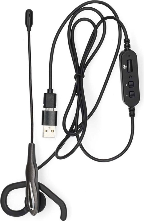 Produktbild Nedis PC-Headset - Im Ohr - Mono - USB Type-A/USB Type-C - Klappbarer Mikrofon - Schwarz (Kabelgebunden, USB-A)