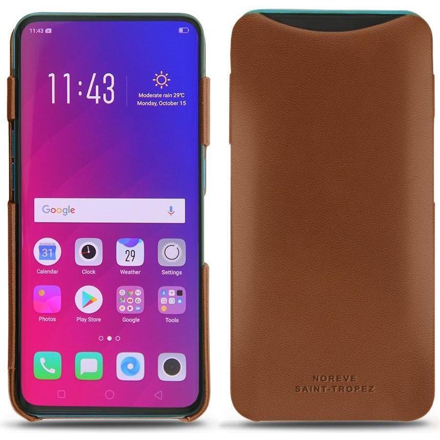 Noreve Lederschutzhülle (Oppo Find X), Smartphone Hülle, Braun
