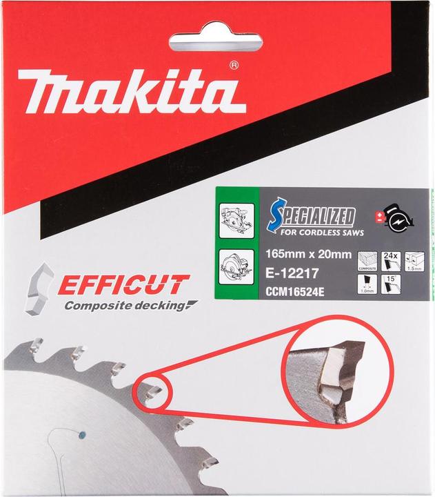 Productafbeelding Makita Zaagblad 165x1,5x20, 24Z EFFICUT