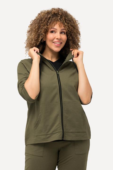 Image du produit Ulla Popken Veste en molleton, col montant et poche kangourou, coupe plus longue à l'arrière (42, 44)