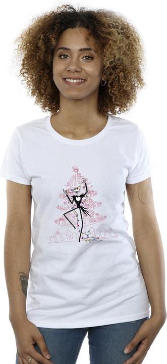 Actual product image Disney Womens/Ladies The Nightmare Before Christmas Tree Pink Cotton T-Shirt (XXL)