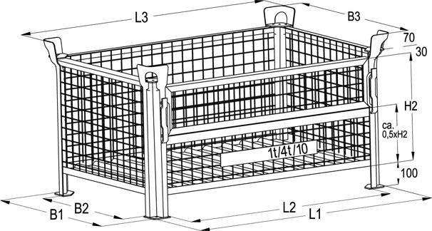 Actual product image Heson-Werk Stacking container with sheet steel bottom
