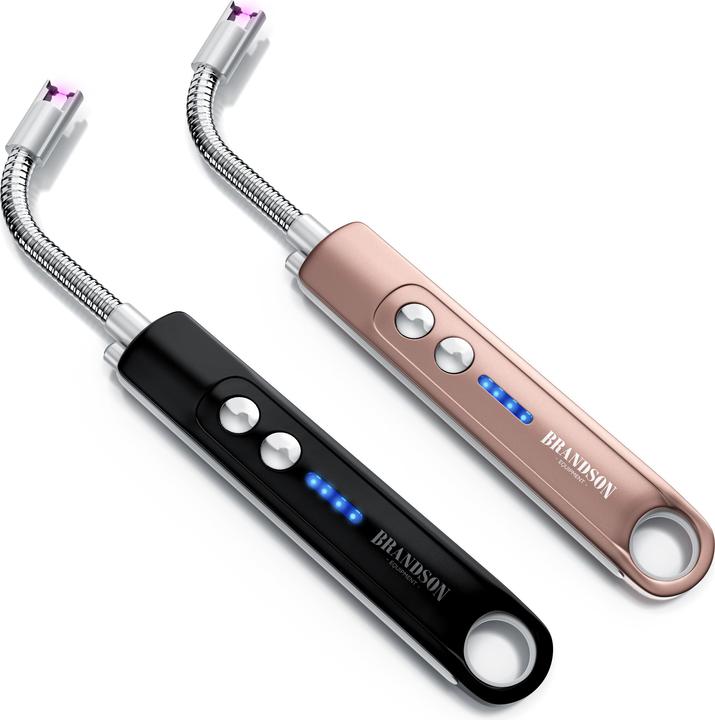 Produktbild Brandson 2x Feuerzeug elektrisch, Lichtbogen Stabfeuerzeug USB aufladbar, Grillanzünder, Kerzenanzünder