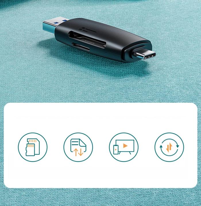 Immagine prodotto Ugreen CM304 Adattatore USB + USB-C Lettore di schede SD + microSD (nero) (USB-C)