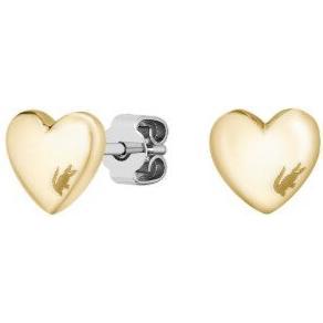 Lacoste, Orecchini, - Gold-plated heart earrings with crocodile 2040268, (Metallo)