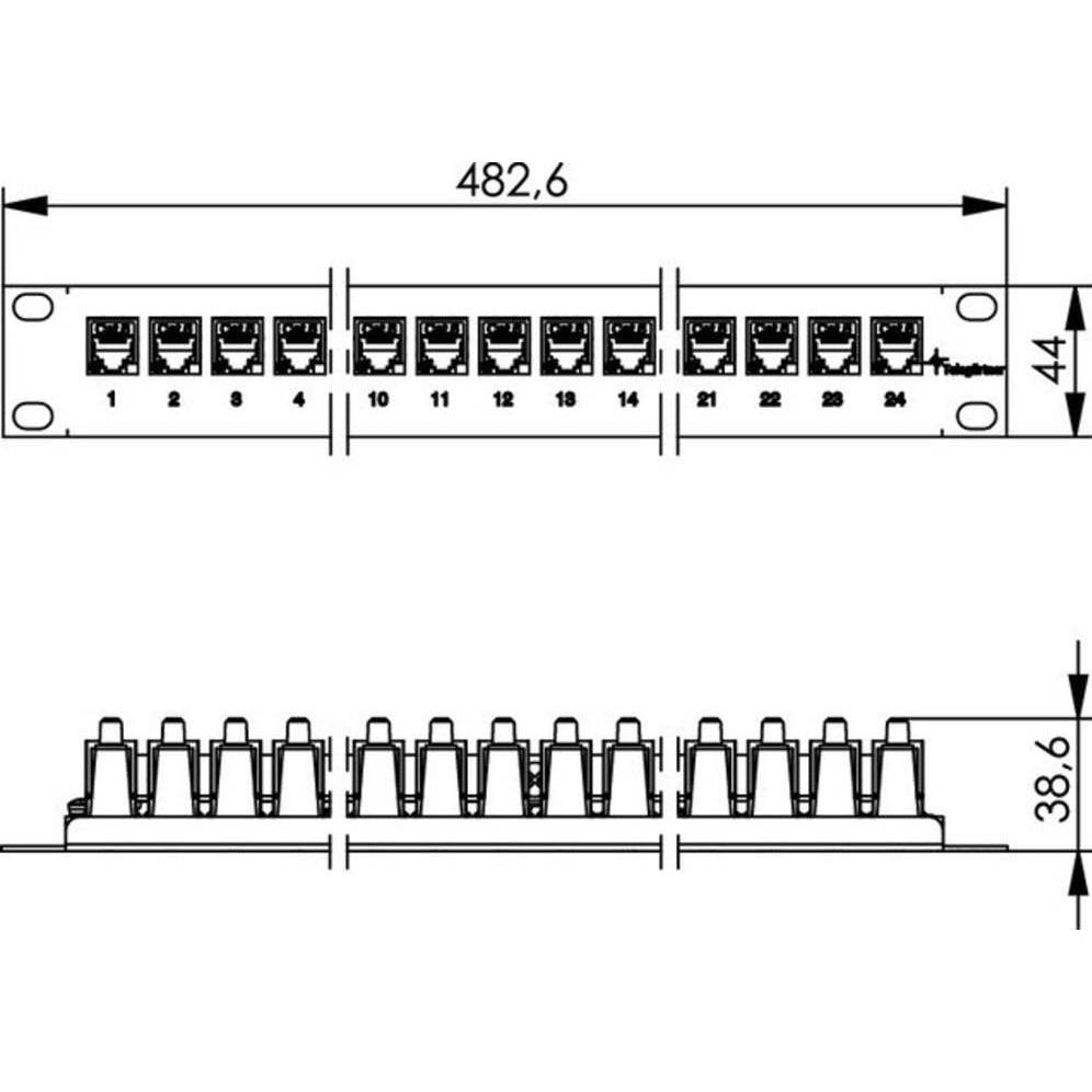 Thumbnail - Telegärtner J02023A0026 - RJ-11 - RJ-12 - Cat6a - Grau - Rackeinbau - 1U, Server Zubehör, Grau