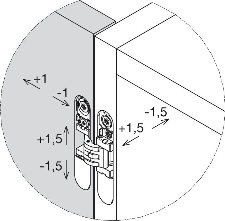 Produktbild Krona Koblenz Kubikina K6100 HD Einlass-Scharnier, 72x14 mm, ÖW 180°, Zamak schwarz