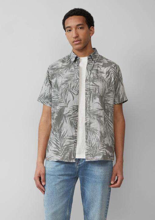 Produktbild S.Oliver Hemd Regular Fit: Gemustertes Kurzarmhemd aus Leinen (M)