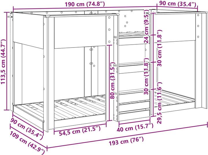 Produktbild vidaXL Etagenbett (90 x 190 cm)