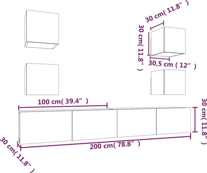 Produktbild vidaXL TV-Schrank-Set (100 x 30 x 30 cm)
