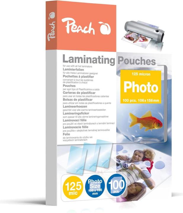 Image du produit Peach Feuille de plastification Taille de la photo (10 x 15 cm, 100 pcs, 125 µm)
