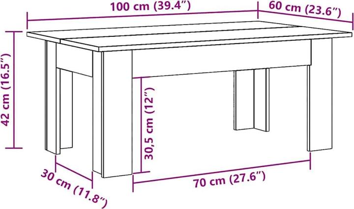 Image du produit vidaXL Couchtisch (100 x 60 x 42 cm)