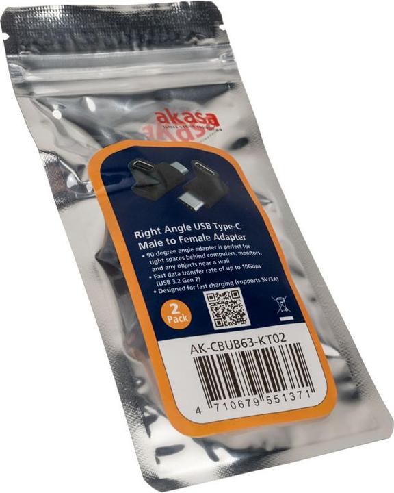 Actual product image Akasa right angle USB-C adapter - 2 pieces (USB 3.2 Gen 2, 15 W)