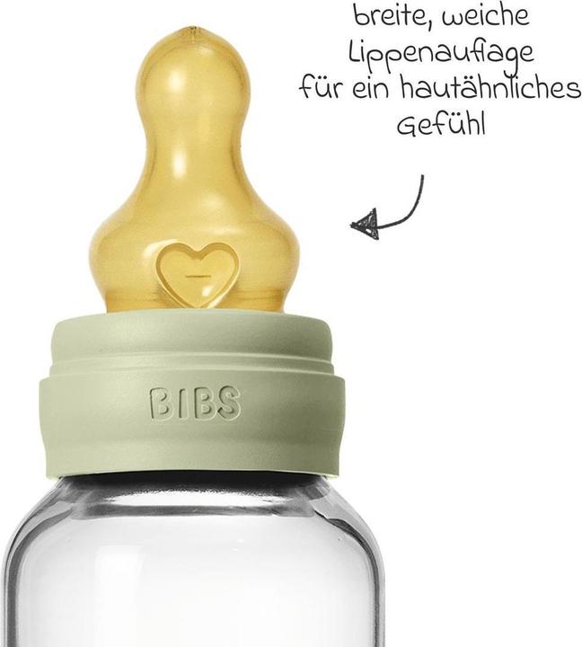 Actual product image Bibs - Glass Baby Bottle Round Latex Slow Flow - Sage - 120 ml (120 ml)
