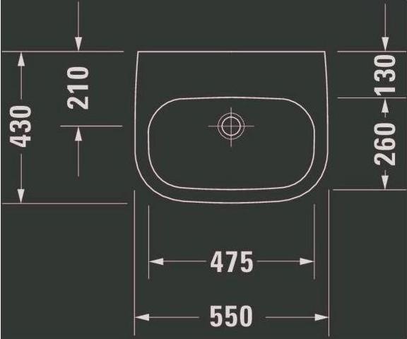 Produktbild Duravit Waschtisch D-CODE MED o ÜL m HLB 550x430mm 1 Hahnloch weiss (430 mm, 550 mm)