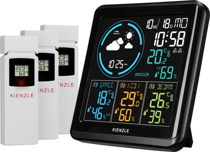 Kienzle Funk DCF Wetterstation mit 3 Aussensensoren
