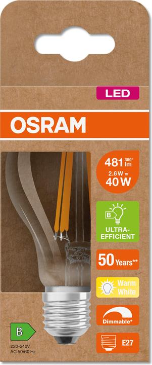 Actual product image Osram LED Classic A Energy Efficiency B Dim (E27, 2.60 W, 481 lm, 1 x, B)