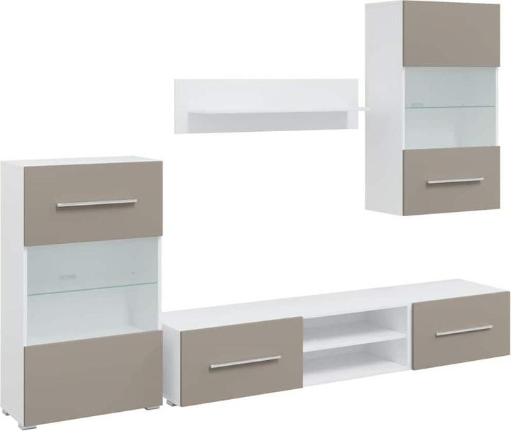 Produktbild vidaXL 5-tlg. Wohnwand mit LED-Beleuchtung Steingrau Holzwerkstoff TV-Möbel