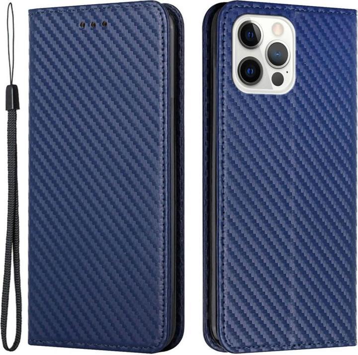 Image du produit Cover-Discount iPhone 15 Pro - Étui flip look carbone bleu (Apple iPhone 15 Pro)
