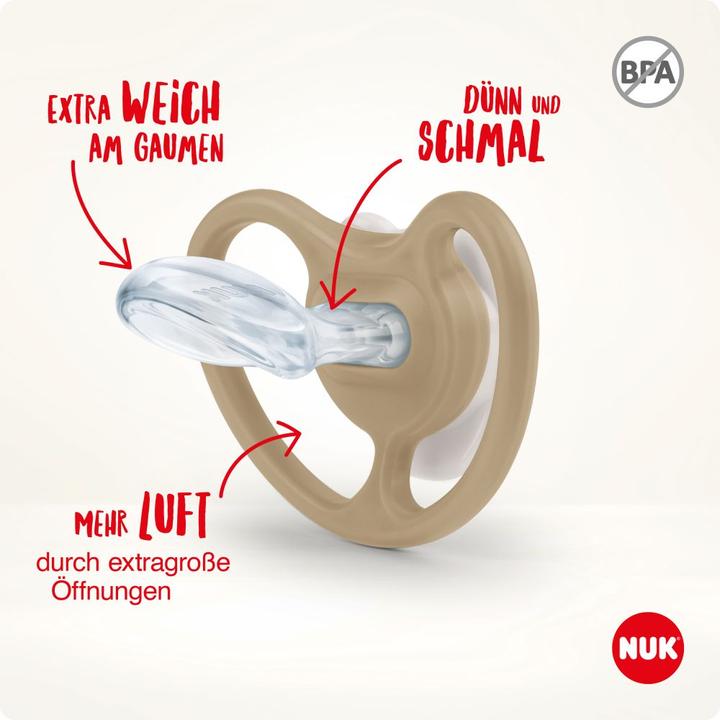 Produktbild NUK Schnuller Schnuller 2er Pack Space - Silikon 0-6 M - Fuchs / (2 x, bis 6 Monate)