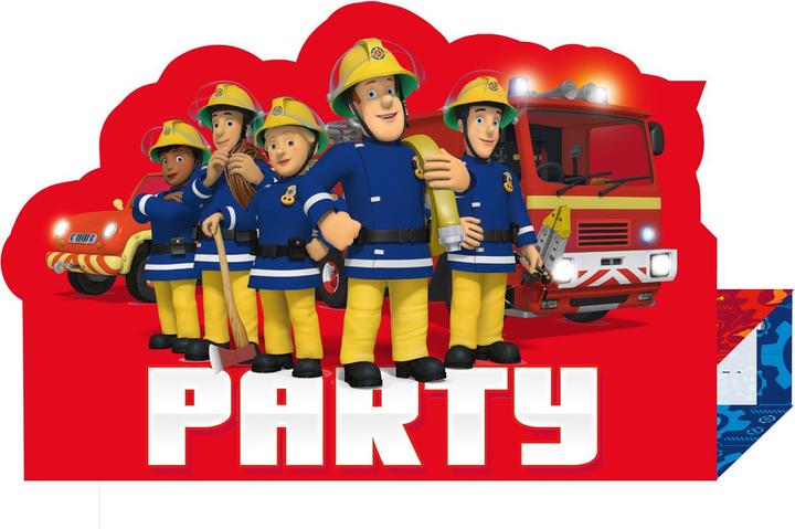 Produktbild Amscan Einladungskarten Feuerwehrmann Sam (8) (8 Stk.)